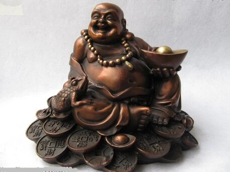 

Xd 001709 китайская медная бронзовая монета yuanbao жаба богатство Maitreya monk arhat статуя Будды