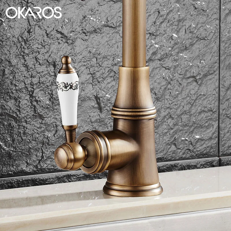 Кухонный Смеситель OKAROS кран для воды с поворотом на 360 градусов из твердой латуни
