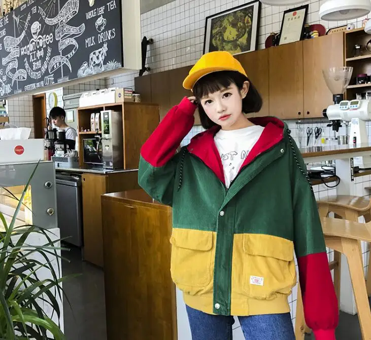 В стиле хип-хоп толстовка с капюшоном Свободная куртка женская зимняя