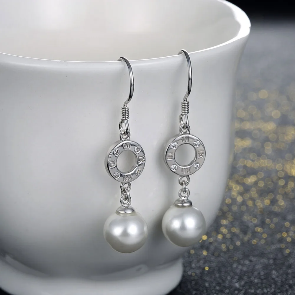 Подлинная стерлингового серебра 925 Белый жемчуг шар бисер Ссылка падение круг