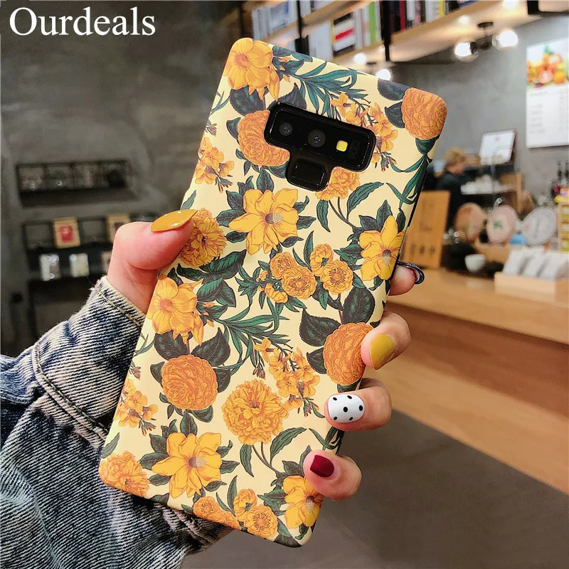 Наши предложения для samsung Galaxy S10 Plus S8 S9 ретро желтые цветы мягкие чехлы Note 8 9 Модный