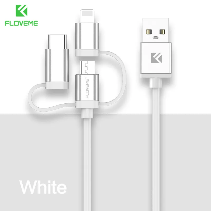 FLOVEME 3 в 1 зарядный кабель Micro Usb Type C зарядное устройство для iphone Xs Max/Xr/X/8/7 Samsung S10 Plus