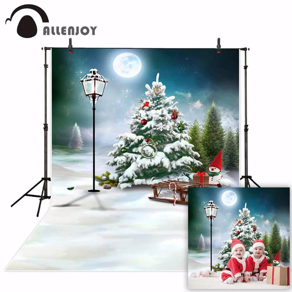 Фотофон allenjoy фон для фотосъемки Снежная зима Рождественская елка мультфильм