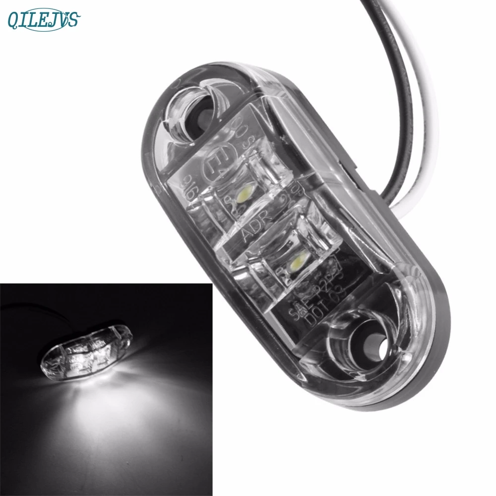 Хит продаж 1 шт. белый 2LED габаритный фонарь автомобильный трейлер караван 10-32 В jul17