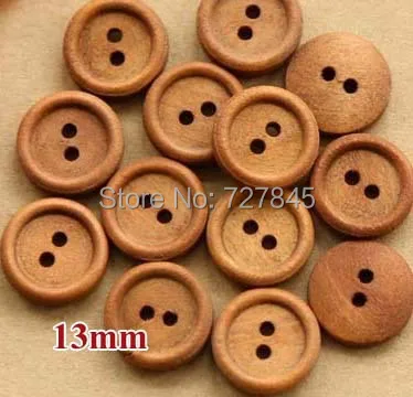 13 мм коричневая круглая деревянная кнопка кнопки с 2 отверстиями для рукоделия.