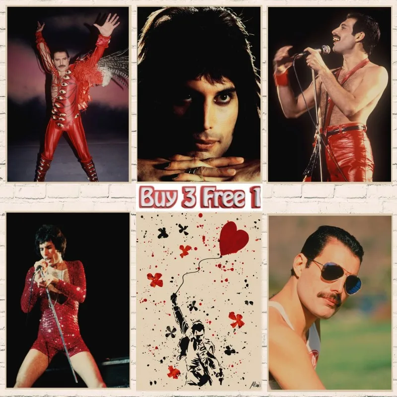 С группой Queen музыкальный крафт Бумага плакат Меркьюри певица домашний Декор