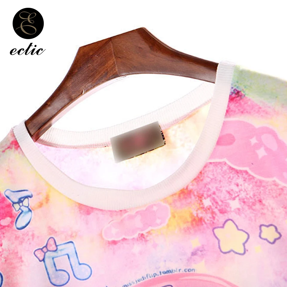 Музыка Единорог Tie Dye футболки Vetement Femme 2019 Ulzzang Harajuku Kawaii одежда пуловер Плюс