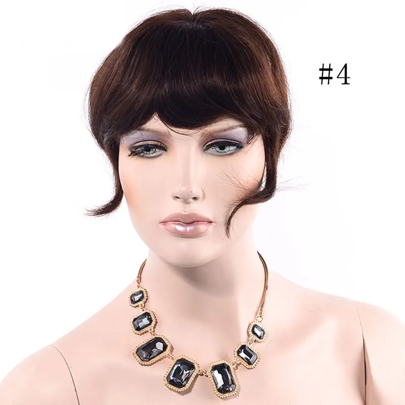 #4 LADYSTAR заколка для челки Человеческие волосы Remy аккуратная челка 6 дюймов до 8 дюймов модная цельная бахрома 27 г для белых/черных женщин - Цвет: #4