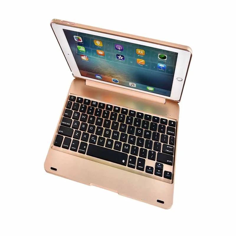 Для iPad 9,7 '' A1893 Беспроводная Bluetooth клавиатура чехол для iPad 9,7 A1822 планшет сплав клавиатура чехол для iPad Air 1 2 - Цвет: Золотой