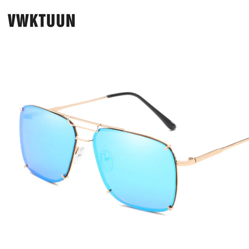

VWKTUUN Sunglasses Men Gold Frame Oculos Driving Shades UV400 Points Square Sun glasses For Women Mirror Sport Fishing Oculos