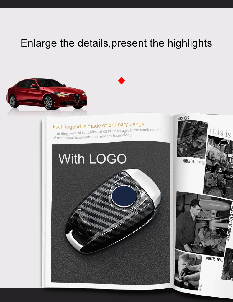 QHCP ABS Smart Remote Key Обложка сумка в виде ракушки 3D углерода волокно стиль красочные ключи чехол защиты для Alfa Romeo Giulia Stelvio
