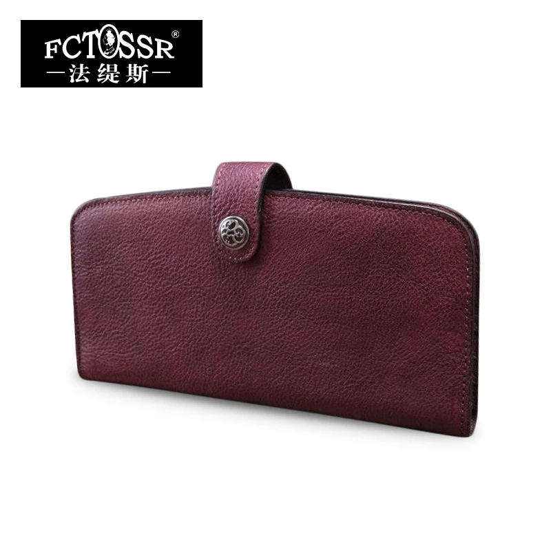 Long Women Wallets 2019 Vintage Envelope Bag Handmade Cowhide Day Clutch  Purse Solid Color Leather Wallet