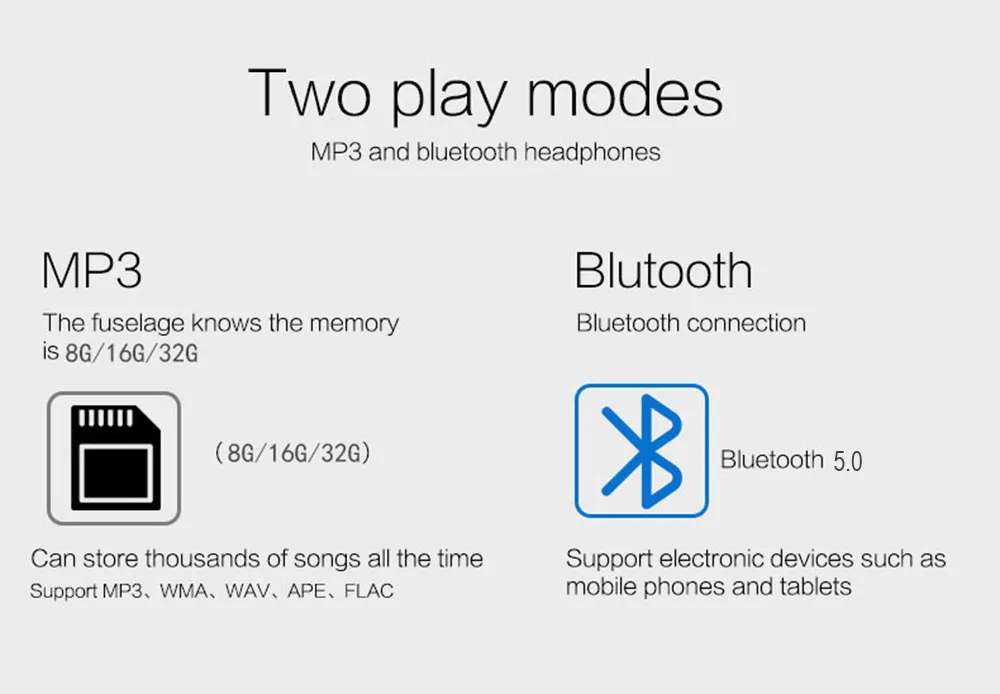 Новый дешевый беспроводной музыкальный проигрыватель 8G/16G/32G Bluetooth MP3 наушники bt