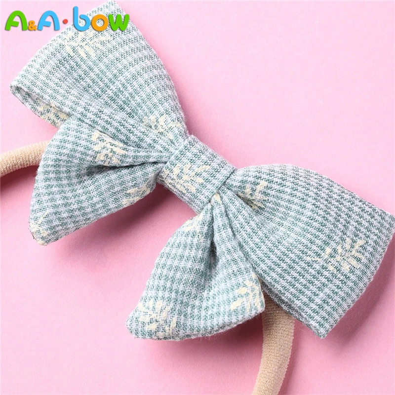 5 шт. нейлоновая повязка на голову с бантом или заколка для волос принтом