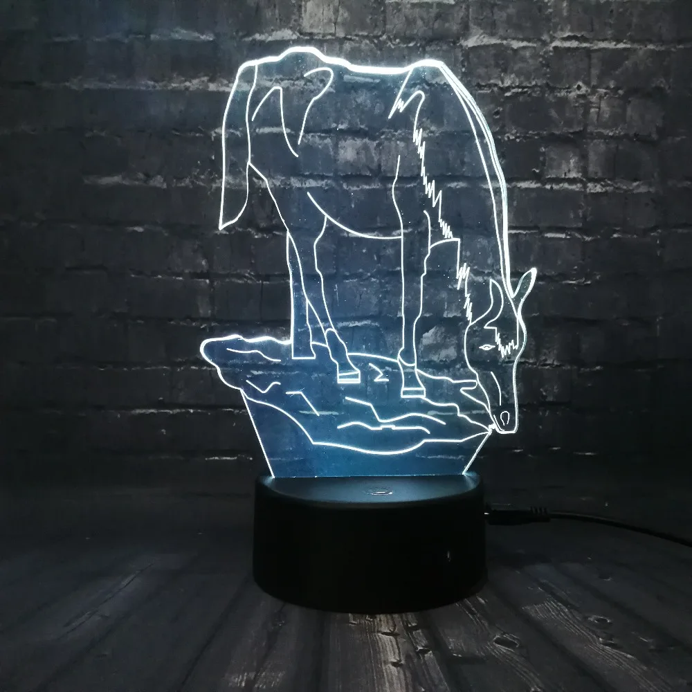 Лошадь Животное 3D светодиодный оригинальная Ночная подсветка настольная прикроватная лампа для сна RGB домашний декор детский домик Декор USB База Ночник подарок для малышей