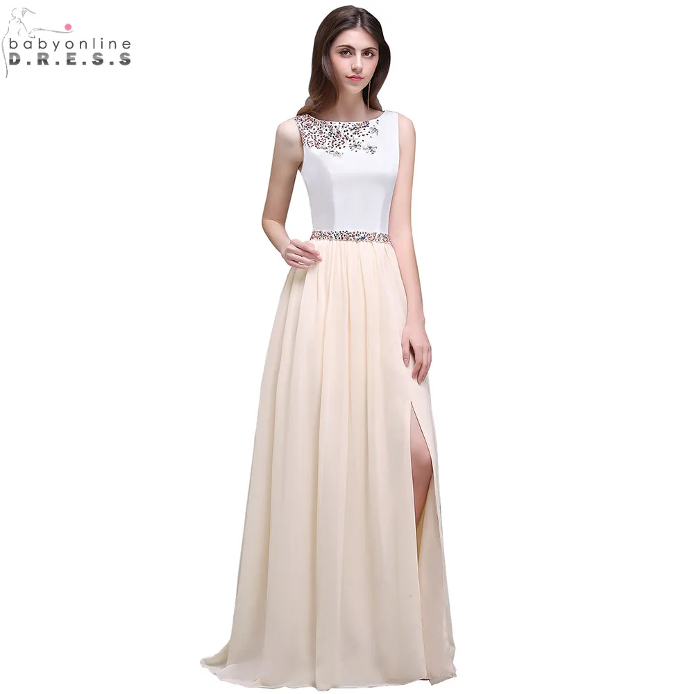 Модест Бисера Блестками Шифоновое Вечернее Платье 2017 с Боковыми Разрезами