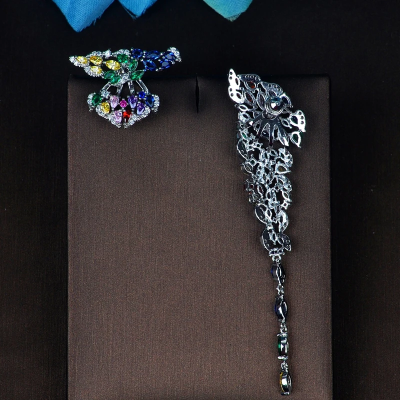 

HIBRIDE Two Kind Multicolor High Quality Cubic Zirconia Drop Earring For Women Fashion Jewelry Bijoux Party Gift Wholesale E-801