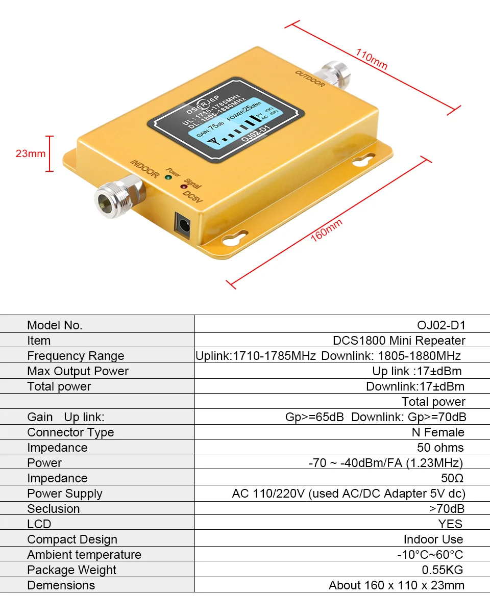 Fullset 4G LTE DCS 1800 усилитель сигнала сотовой связи 70dB усиление ЖК-дисплей GSM Band 3 LTE повторитель сигнала мобильного телефона+ антенна