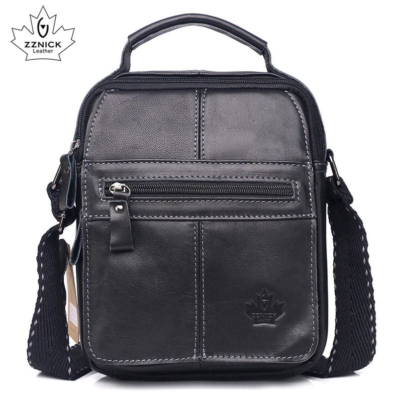 Men's bag Genuine Leather Men Shoulder Bag Handbag Crossbody Hand Bags for Men Fashion Zipper Messenger Bags ZZNICK