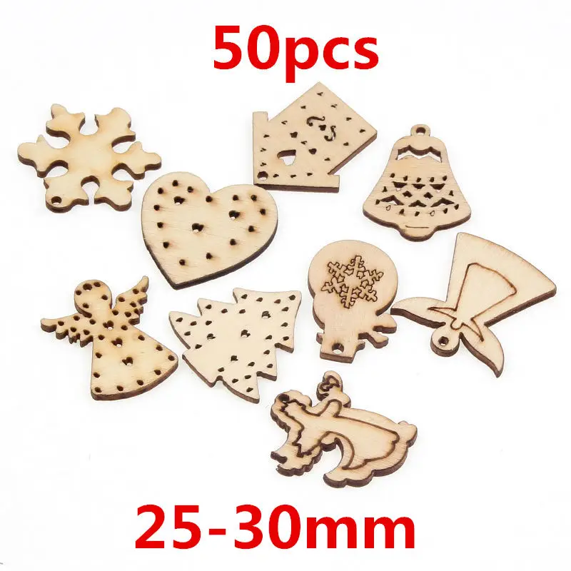 B02124 Рождественская серия, украшения из натуральной древесной фишки, резные подвесные украшения для скрапбукинга, поделки своими руками, украшение для дома - Цвет: B02124