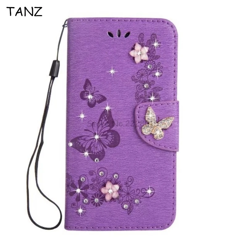 Чехол-книжка TANZ Diamond Butterfly для телефона из искусственной кожи Samsung Galaxy S6 S7 edge S8 plus J3
