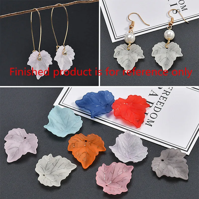 

Summer style 50pcs/lot color printing cartoon Maple leaf/leaves shape plastic beads diy jewelry earrings pendant accessory