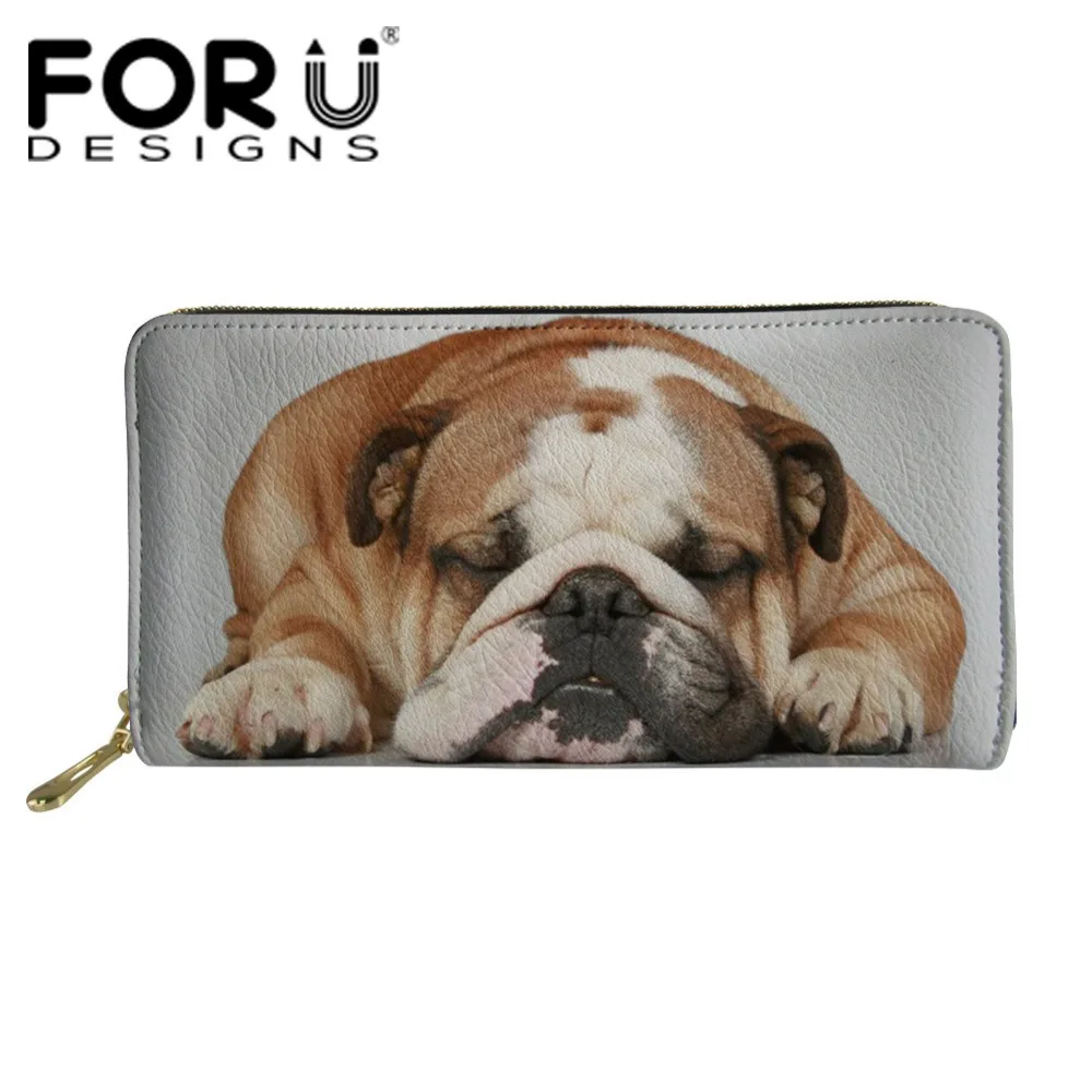 FORUDESIGNS/женские длинные кошельки с английским принтом бульдога Женские винтажные