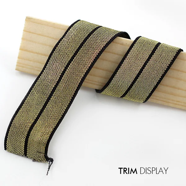 19 мм эластичная черная Золотая Двусторонняя лента отделка из лент