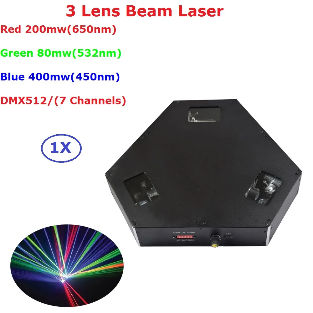 Factory Direct Sales 3 Lens 680mW RGB Full Color DMX Laser Projector Dj Stage Party Lighting Professional Heads Beam | Лампы и
