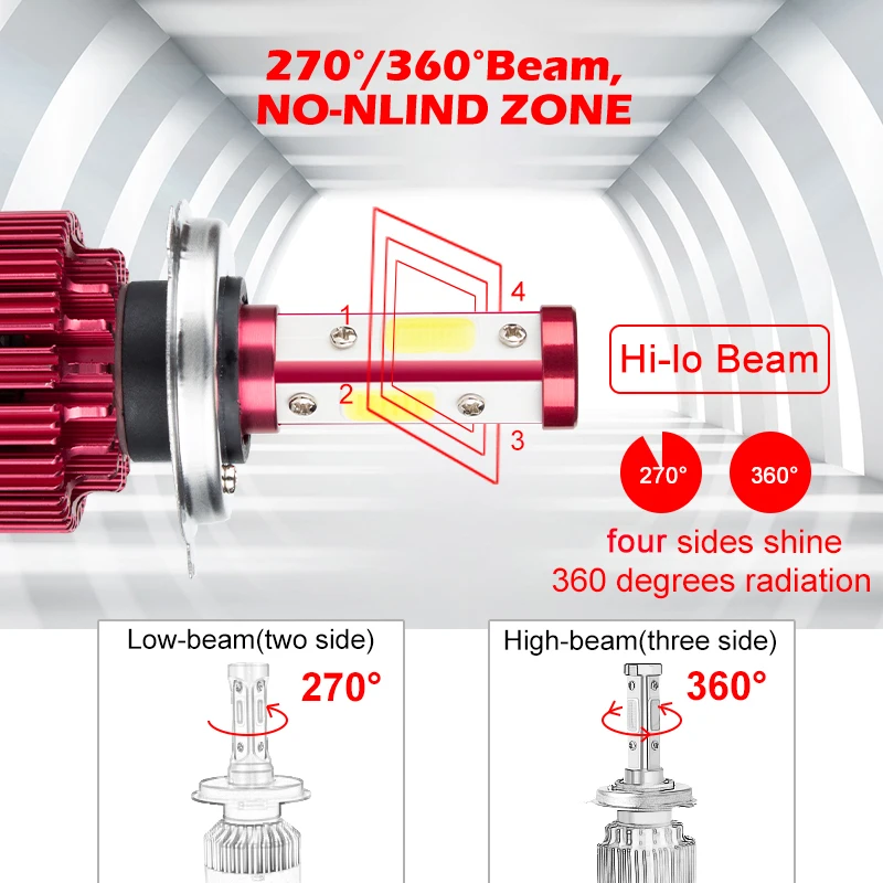 2Pcs H7 H4 Led Car Headlight Light Bulb Auto 6000K Hi Turbo H11 Lamp 12V Running lights Hb3 Hb4 Automotivo styling coche | Автомобили и