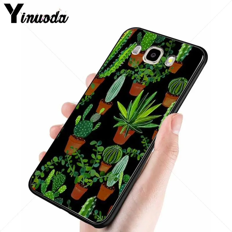 Yinuoda Зеленый Кактус завод черный мягкий чехол для телефона Samsung Galaxy j6plus j7 prime j8 j2