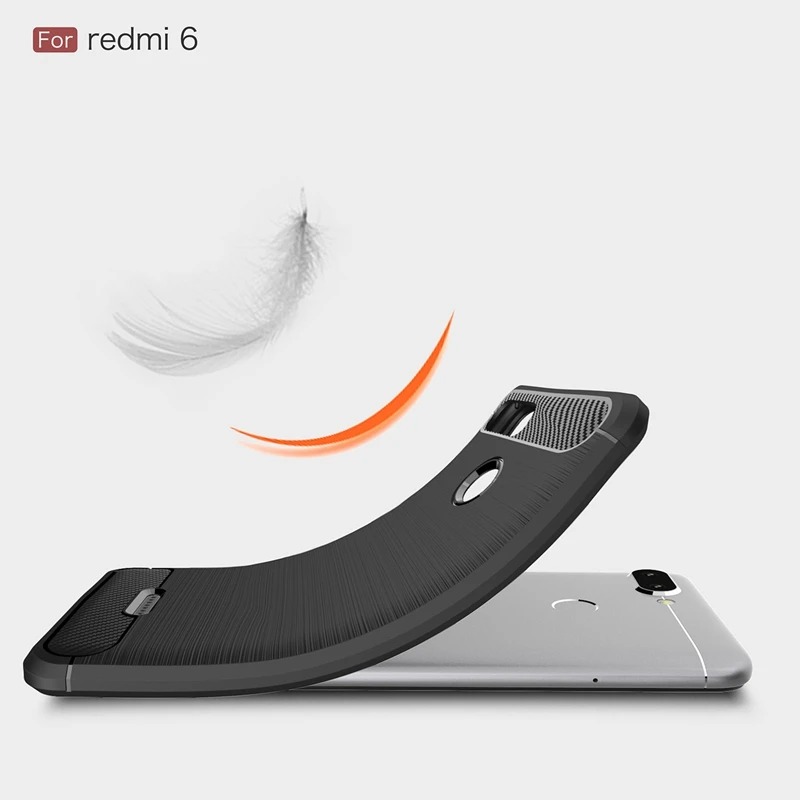 Чехол UPaitou для Xiaomi Redmi 6 Ультратонкий чехол из углеродного волокна мягкий ТПУ