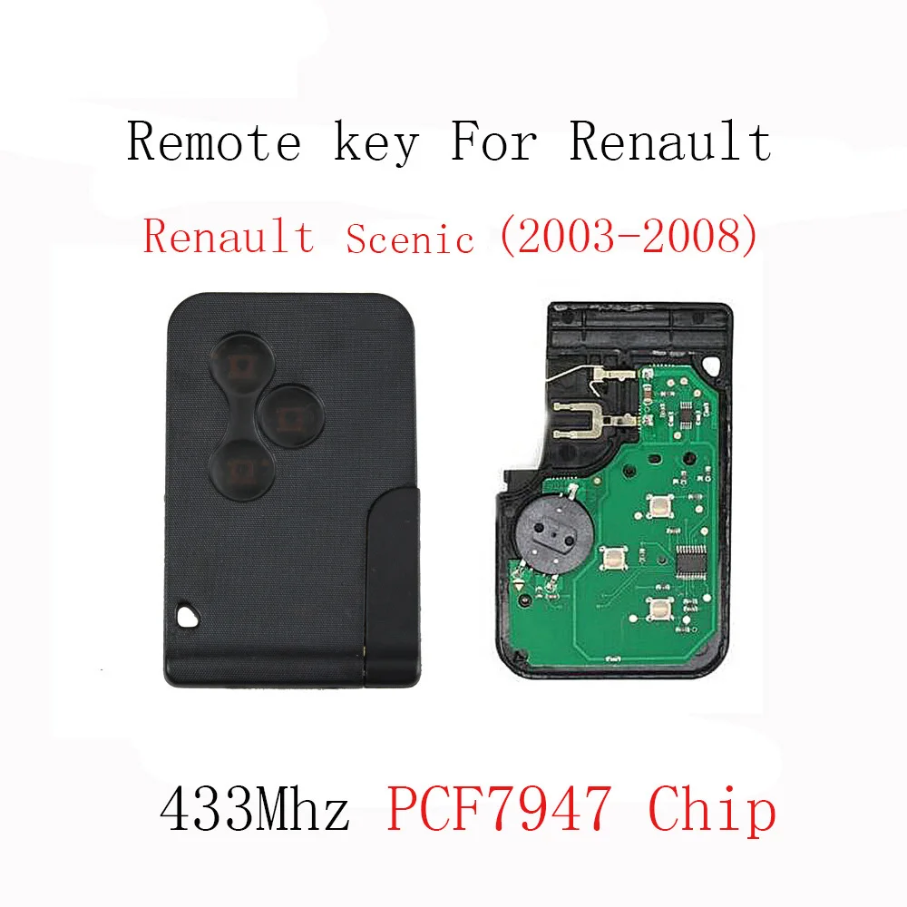 3 кнопки дистанционный смарт ключ-брелок для Renault Scenic 2003 2004 2005 2006 2007 2008 PCF7947 чип 433 МГц оригинальные ключи