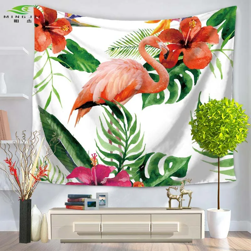 Новый Прямоугольный гобелен с принтом фламинго настенный бохо покрывало пляжное