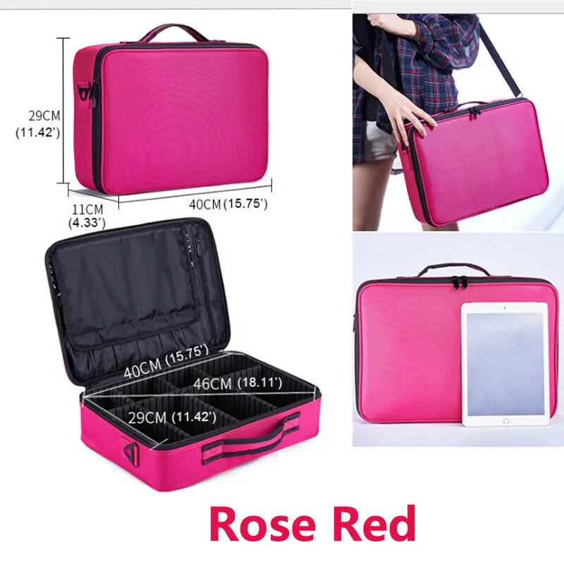 Rose Red Многофункциональная сумка для косметики профессиональная косметика большая емкость коробка для хранения дорожная портативная косметичка - Цвет: Rose Red