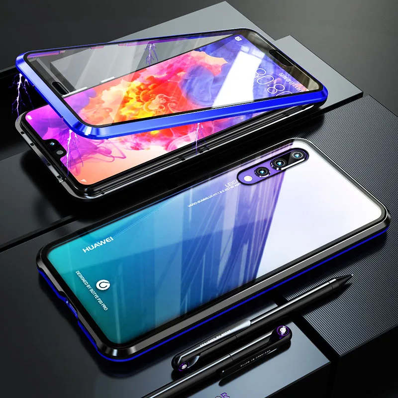 Магнитный чехол с полным корпусом металлический ударопрочный для Huawei P20 Pro Чехлы