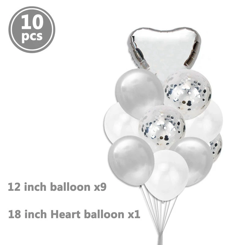 Heart Silver 10 шт смешанный воздушный шар "Конфетти" украшения для дня рождения для детей и взрослых пол раскрывает Babyshower Свадебные выпускные принадлежности - Цвет: Heart Silver