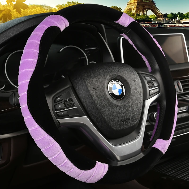 

38CM Car Steering Wheel Cover Anti slip PLUSH Cars Wheels Covers Breathable Hand Stitching Steering-Wheel Car-stying Universal