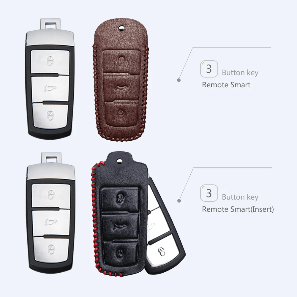 Кожаный чехол для автомобильного ключа Volkswagen VW Golf Polo Passat B5 B6 B7 B8 Beetle T5 Jetta Mk6 Tiguan