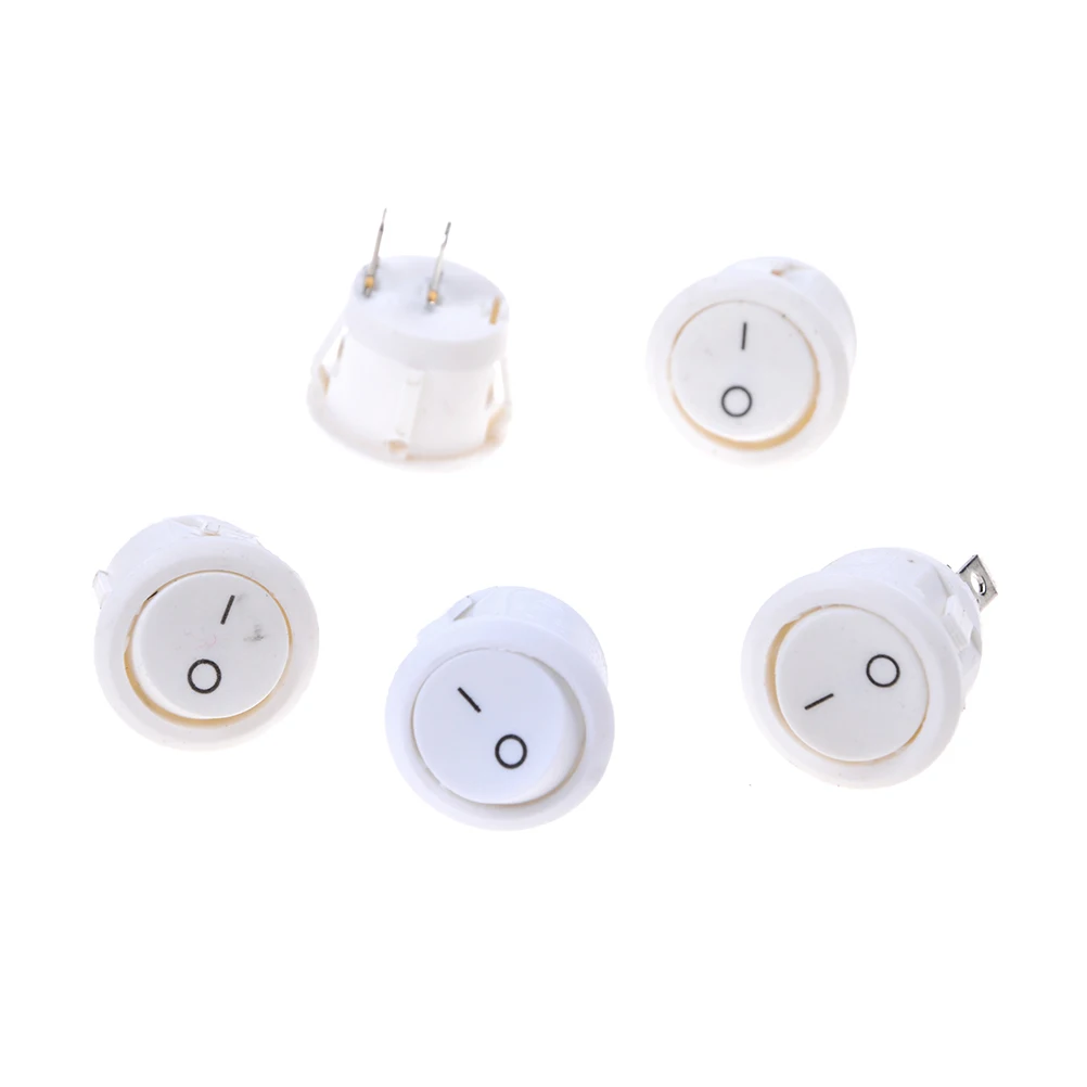 Акция! 5 шт. AC 6A 10A 250В вкл. Оснастка В SPST круглая лодка кулисный переключатель белый