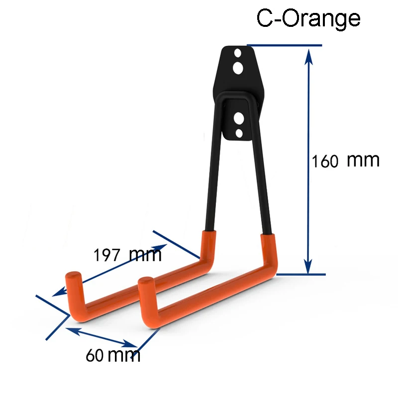C-Orange 1 шт. сверхпрочные настенные крючки для гаражного хранения, кухонный органайзер, настенная вешалка, подвесной зажим, держатель для хранения, садовый инструмент, 5 типов, 25 - Цвет: C-Orange