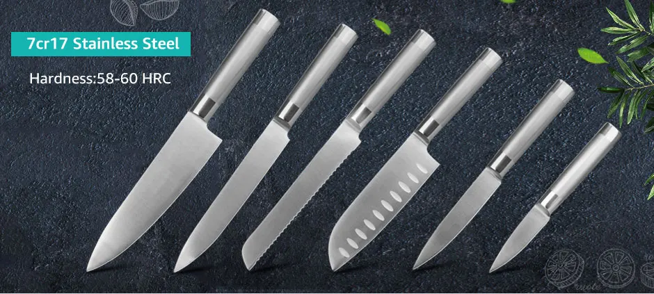 Кухонные ножи, ножи шеф-повара, японские 7CR17 440C, высокоуглеродистая Нержавеющая сталь, фруктовый нож Santoku, нож для нарезки хлеба