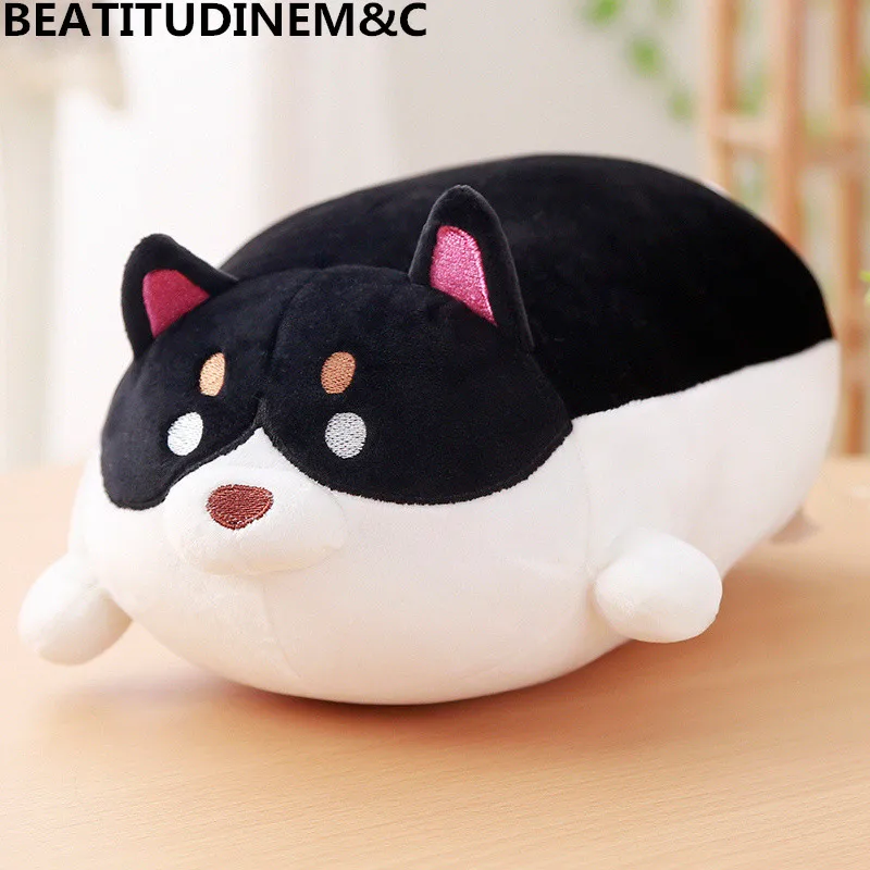 black Новые 35 см милый жира Шиба ину собака плюшевые игрушки Kawaii/мягкие животных мультфильм Подушка прекрасный подарок для детей детские хорошее Кач - Цвет: black