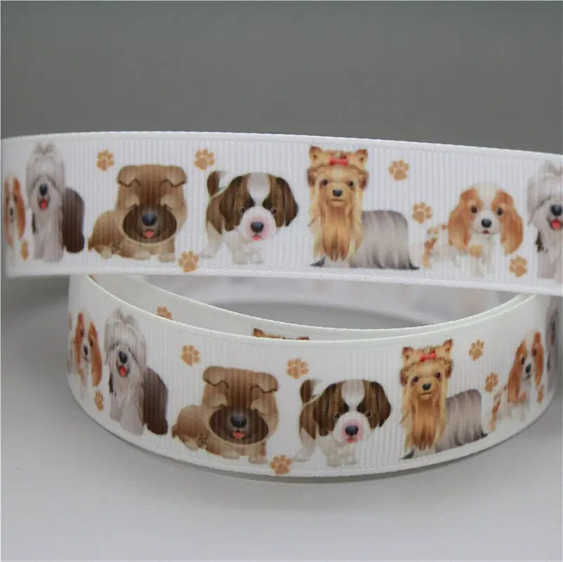 3 DHK 7/8 ''10 ярдов кошка собака Валентина Печатный grosgrain ленточный аксессуар hairbow головной убор украшения оптом OEM B1736 - Цвет: 3