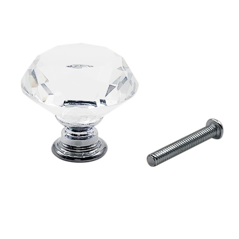 2 шт 30 мм Алмазная форма дизайн Хрустальное стекло + металлические ручки для