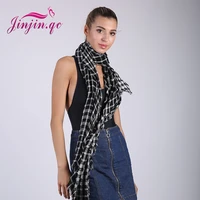 jinjin qc fashion women plaid scarf cotton hijab echarpe foulard femme bandana chiffon scarves and pashimina drop shipping