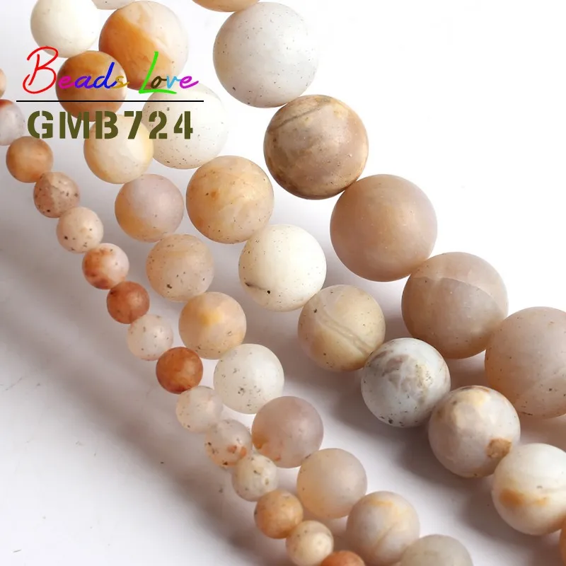 Natural Dull Polish Matte Flower Agata Stone Round Beads for Jewelry Making Pick Size 4 6 8 10 MM Diy Bracelet Necklace 15Inches | Украшения