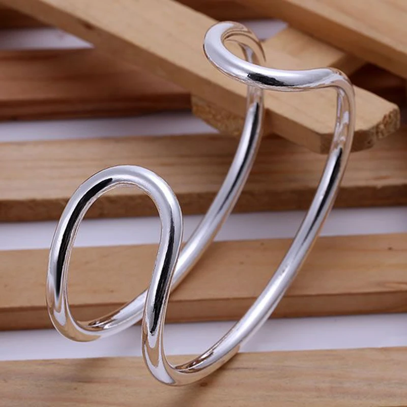 925 ювелирные изделия посеребренный браслет серебряные модные Круглый