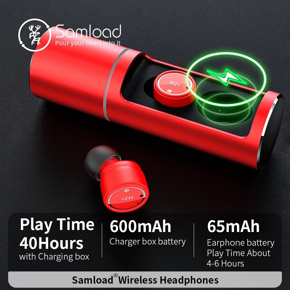 Samload Мини Bluetooth 5,0 наушники стерео HIFI звук беспроводные наушники с металлической зарядной коробкой для большинства смартфонов