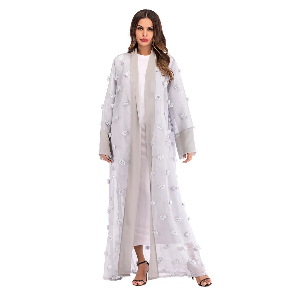 2018 Grenadine повседневные аппликации Abaya женские мусульманские длинные Размеры длинный рукав Традиционный